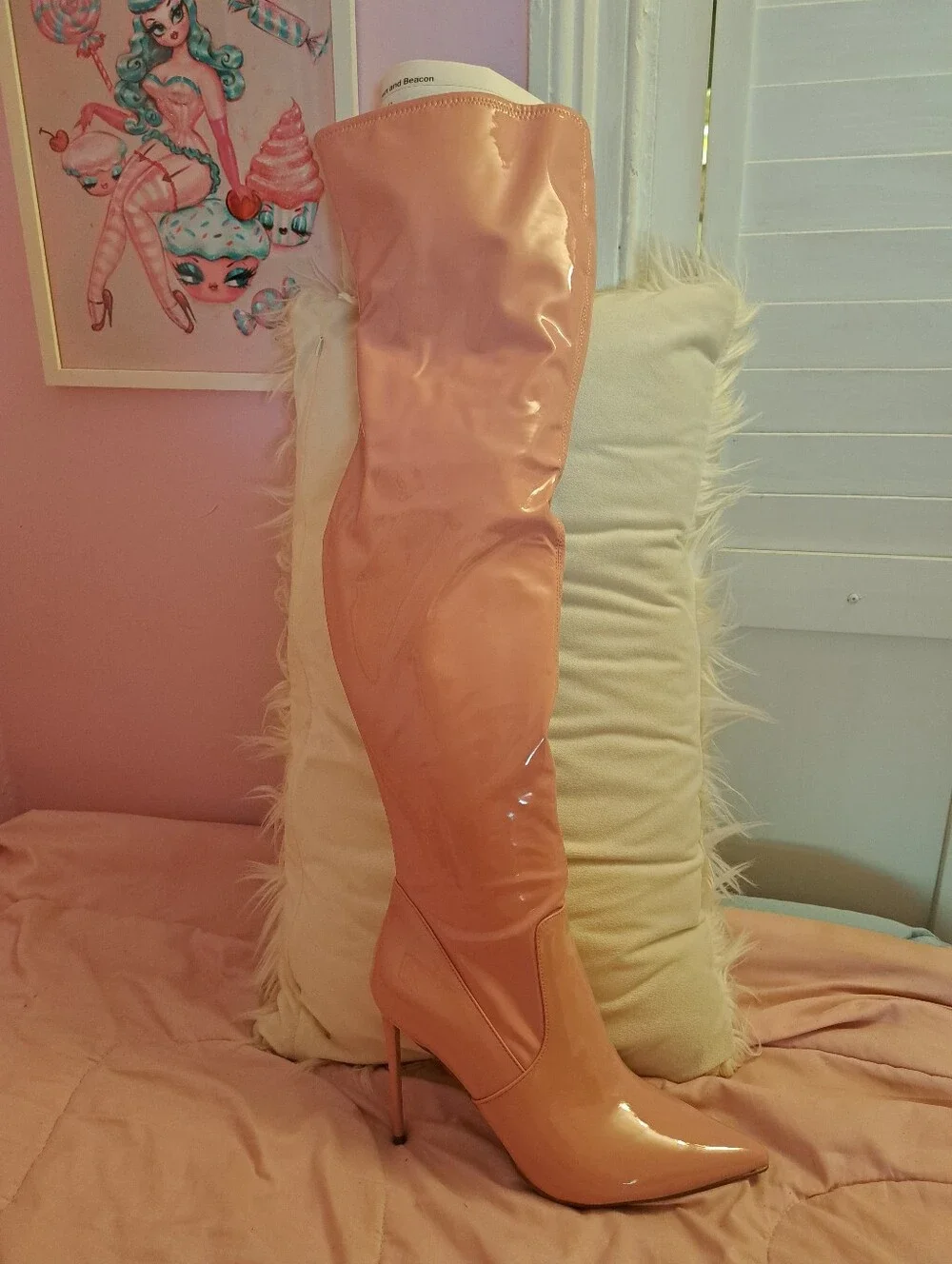 Steve Madden Thigh High Pink Patent Boots